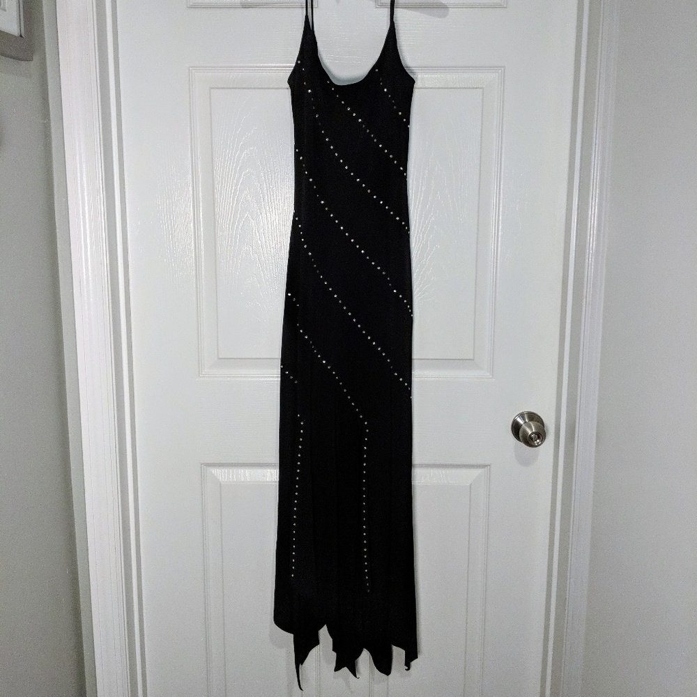 Cache black sequined asymmetric dress NWT size S